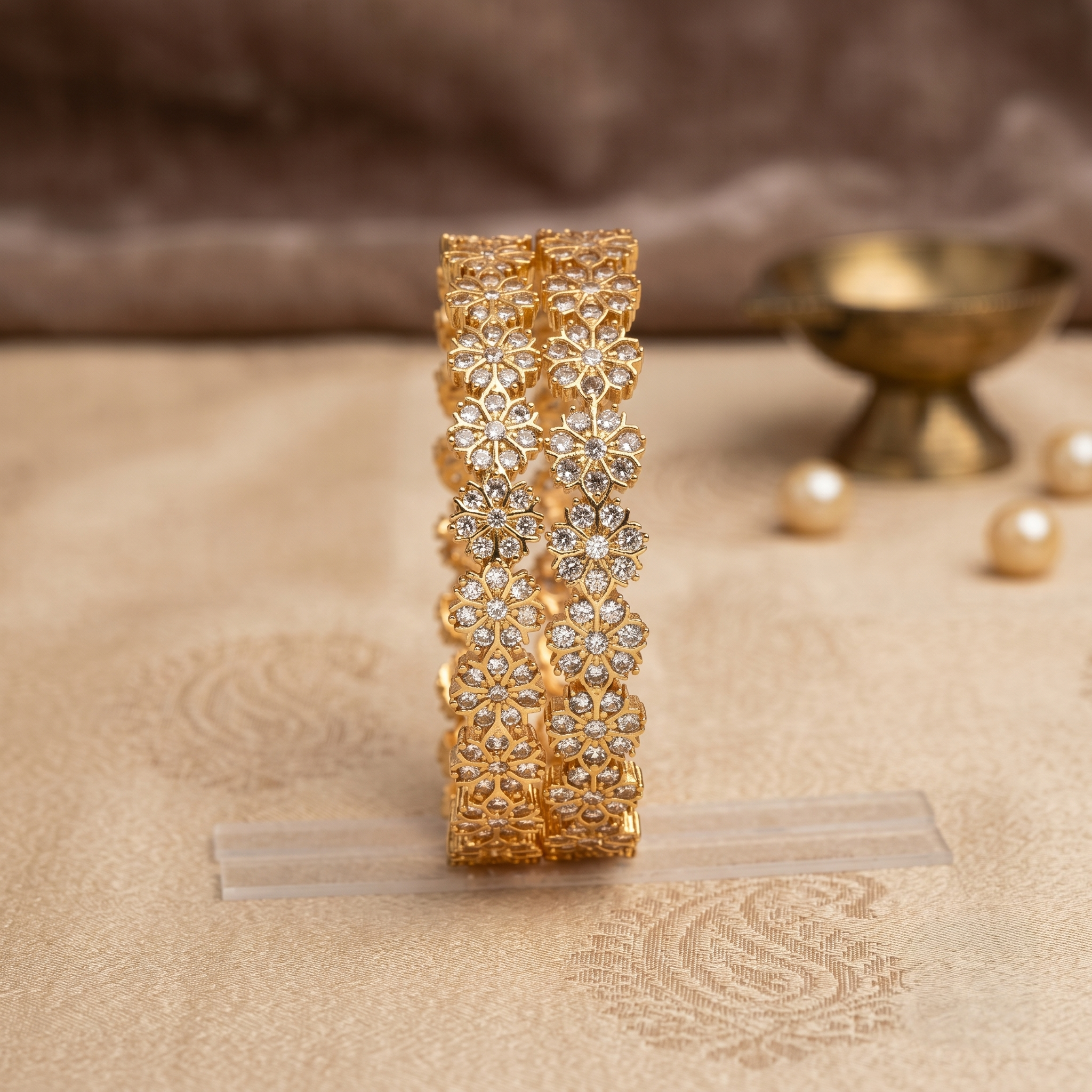 Glided Bloom Contemporary AD Bangle close-up view - Avalna